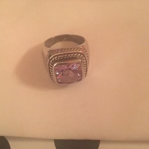 Amethyst like stone ring sterling silver